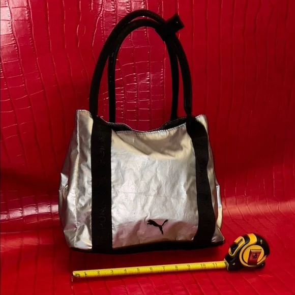 Puma Bags Puma Silver And Black Tote Bag With Modern Design